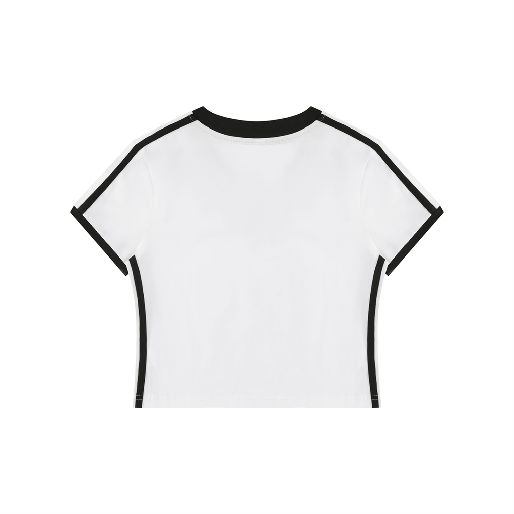 Women's Retro Binding V-Neck Crop T-Shirt
