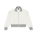Striped Rib Collar Zip Jacket