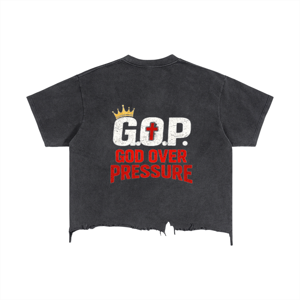 G.O.P. Vintage Wash Boxy Distressed Hem T-Shirt