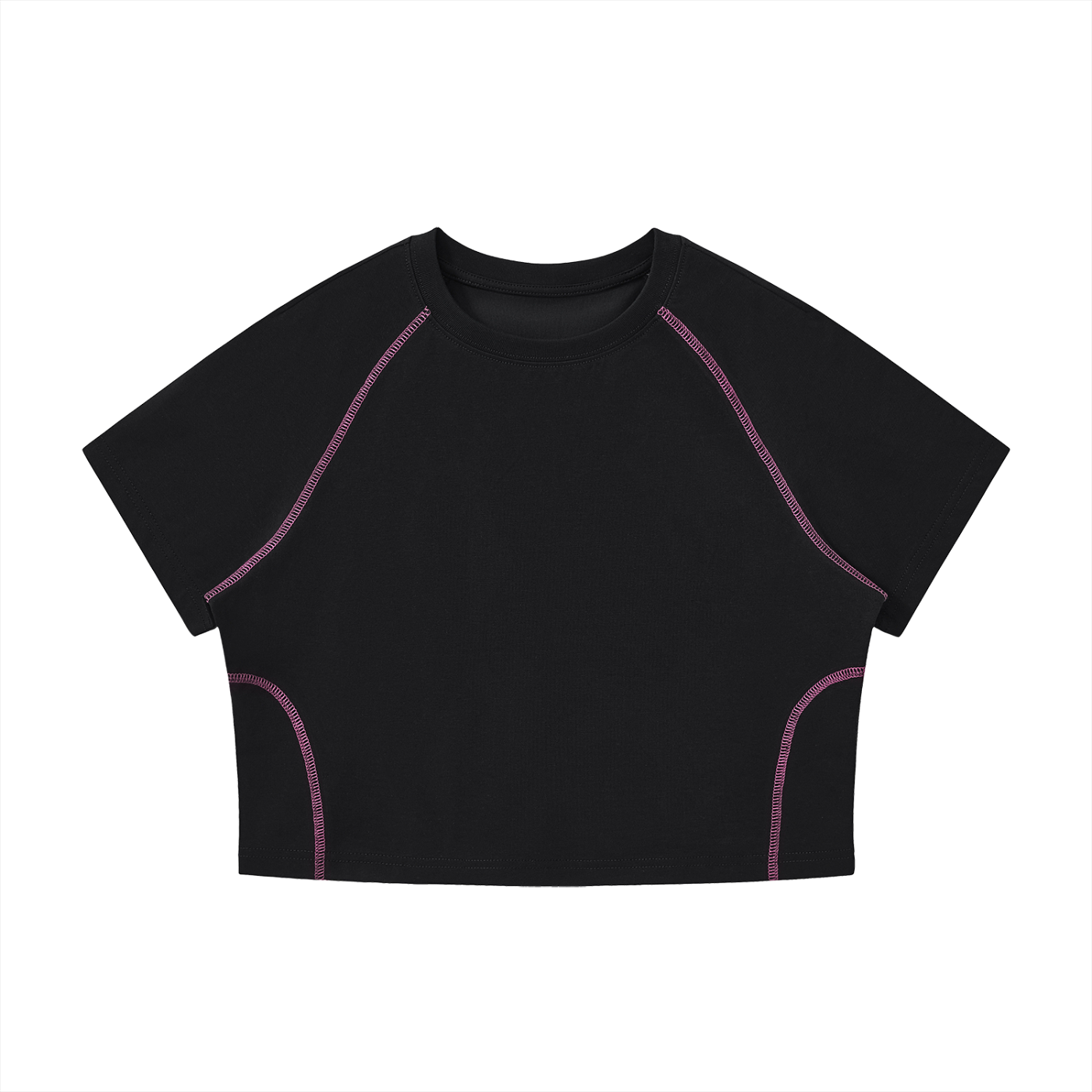 Women's Contrast Stitch Raglan Crop T-Shirt