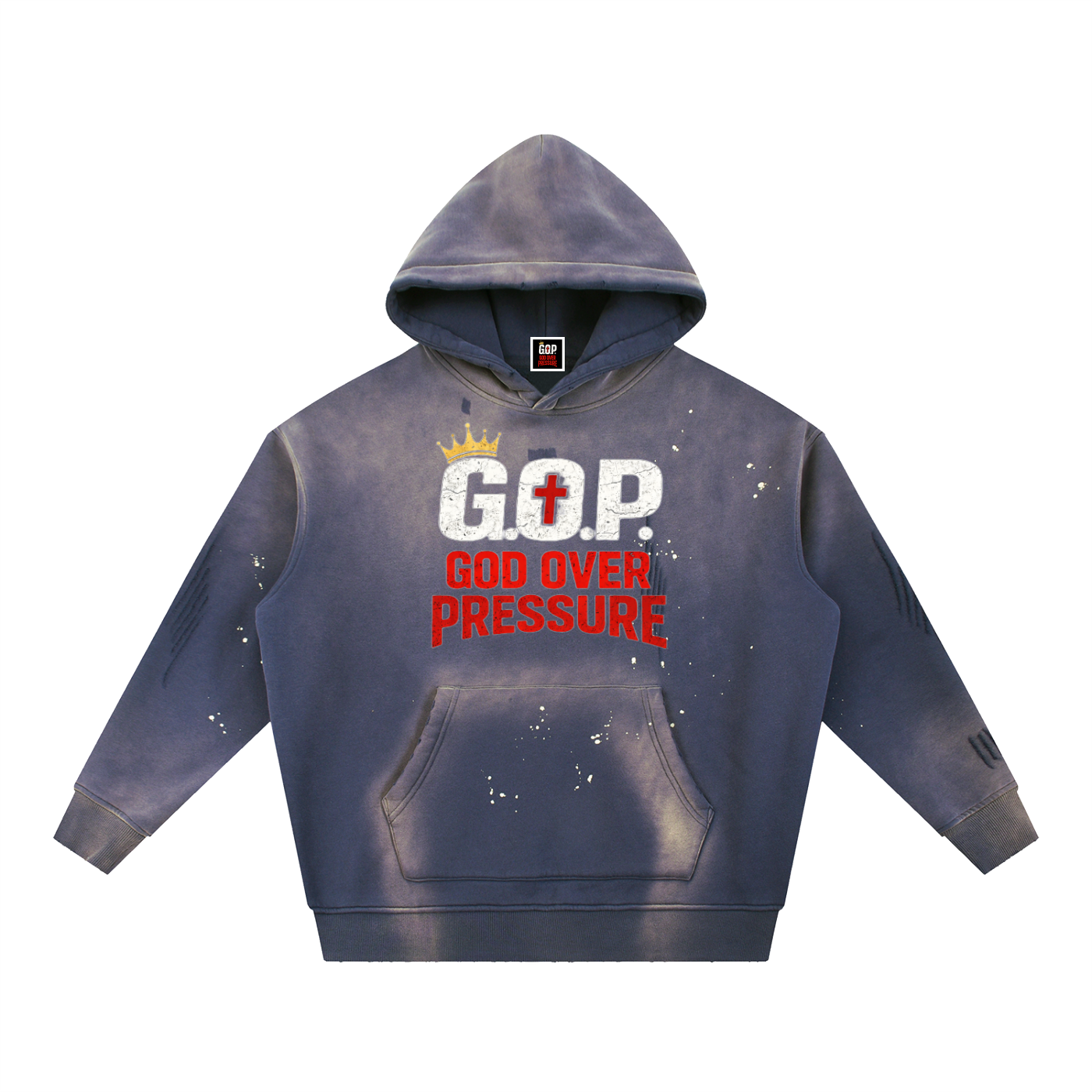 G.O.P. Vintage Washed Frayed Fleece Hoodie