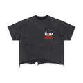 G.O.P. Vintage Wash Boxy Distressed Hem T-Shirt