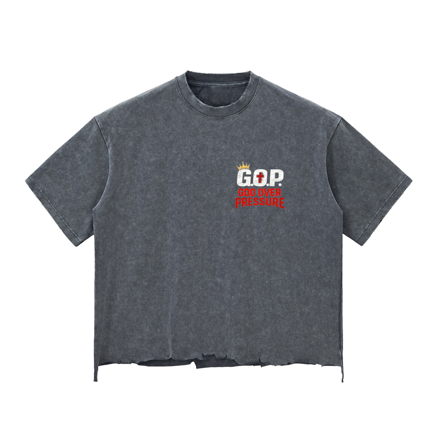 G.O.P. Snow Wash Raw-Hem Boxy T-shirt
