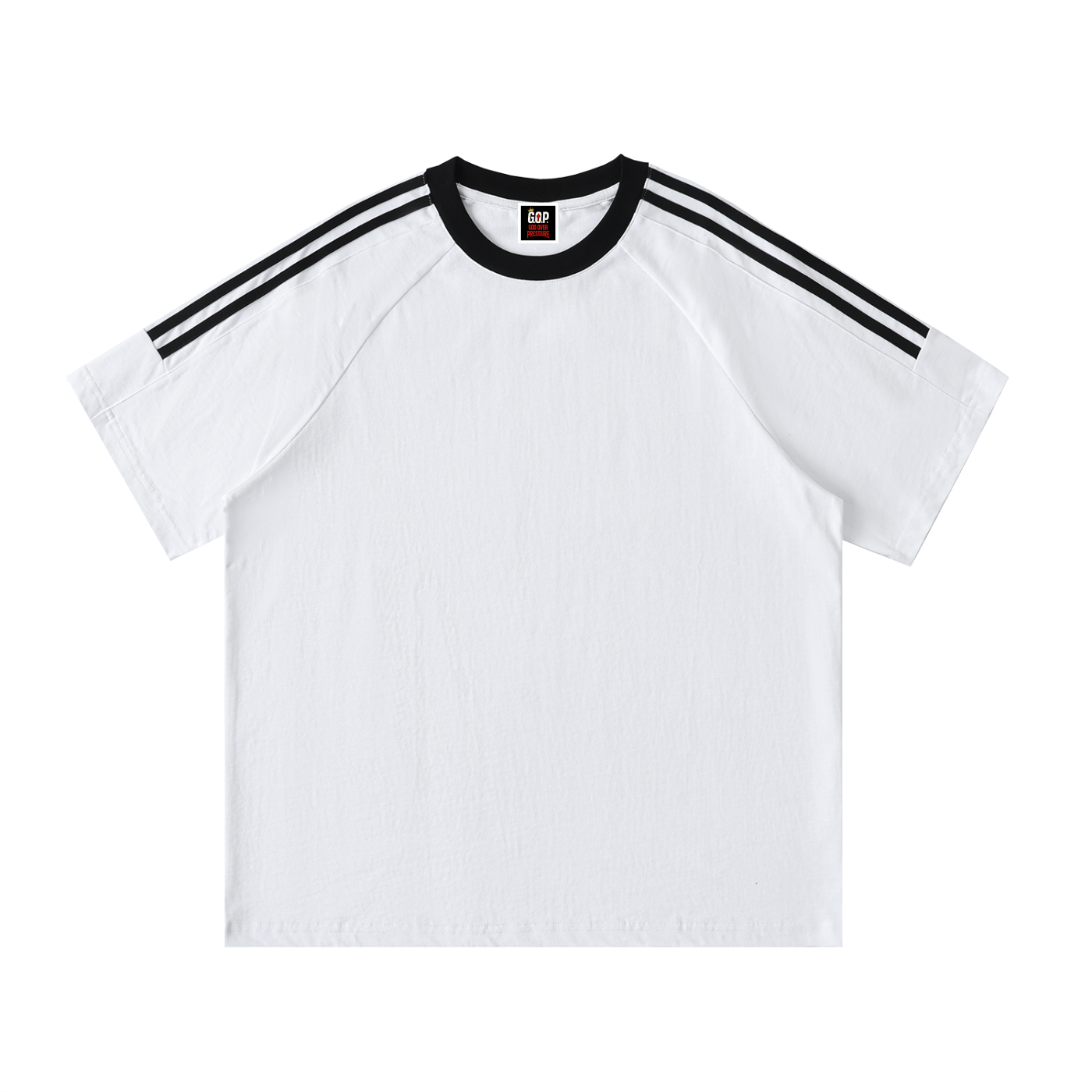 Contrast Tape Crewneck Cotton T-Shirt