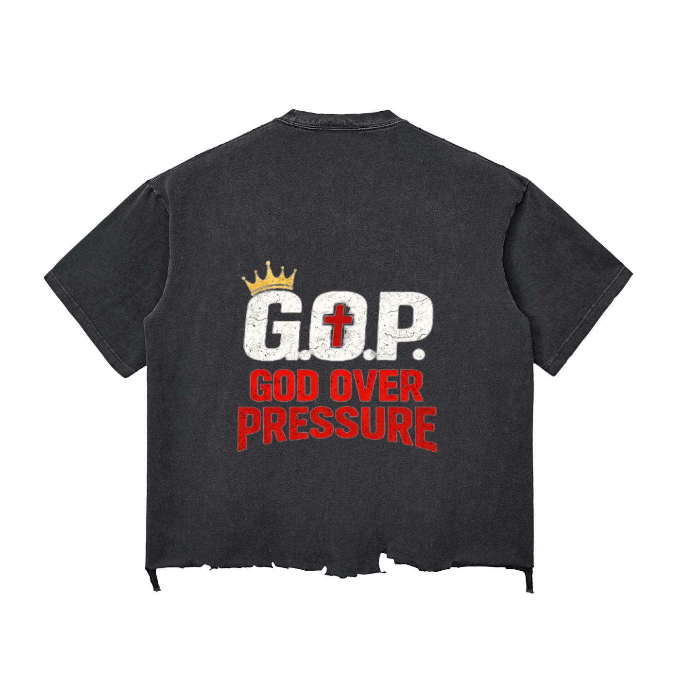 G.O.P. Snow Wash Raw-Hem Boxy T-shirt