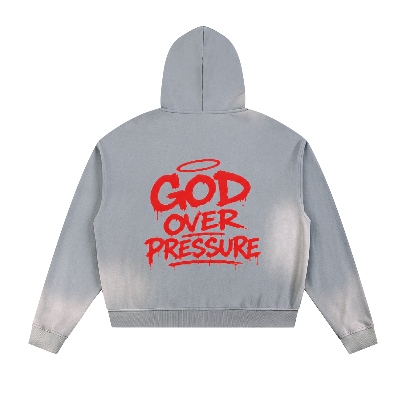 G.O.P. Sun Fade Frayed Raw Edge Fleece Zip Hoodie DF