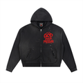 G.O.P. Sun Fade Frayed Raw Edge Fleece Zip Hoodie DF