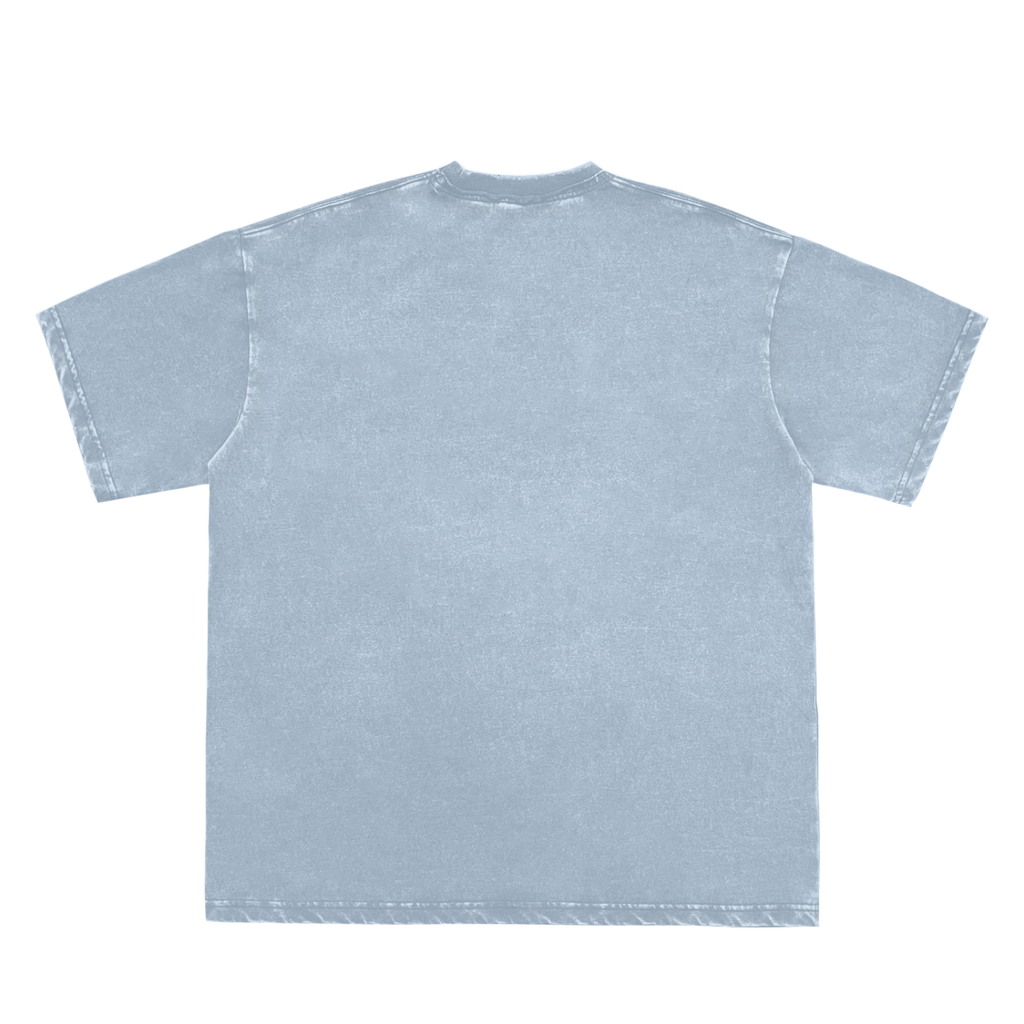 Snow Washed Raw-Edge Neckline T-Shirt