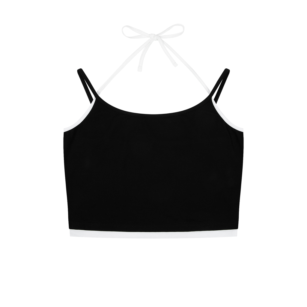 Contrast Binding Halter Tank Top