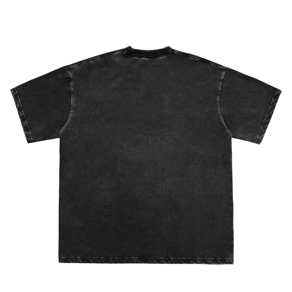 Snow Washed Raw-Edge Neckline T-Shirt