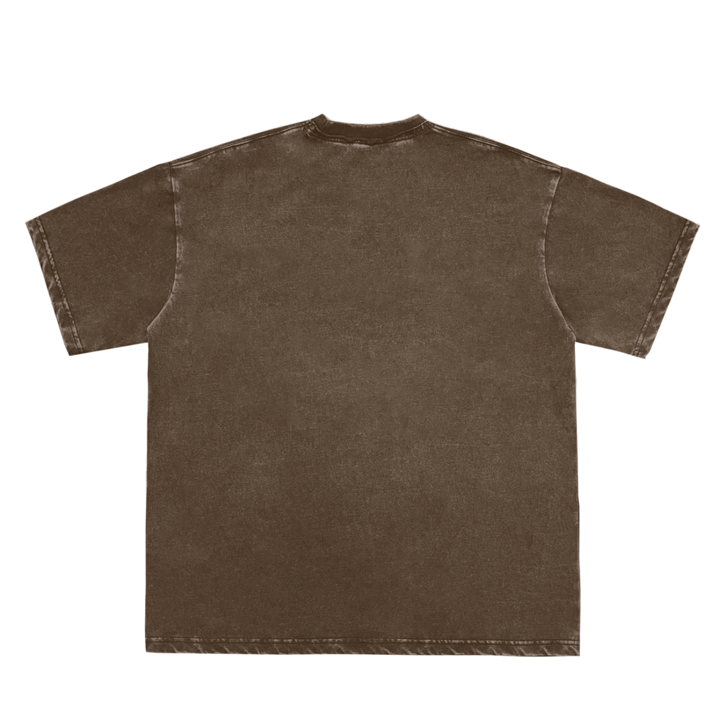 Snow Washed Raw-Edge Neckline T-Shirt