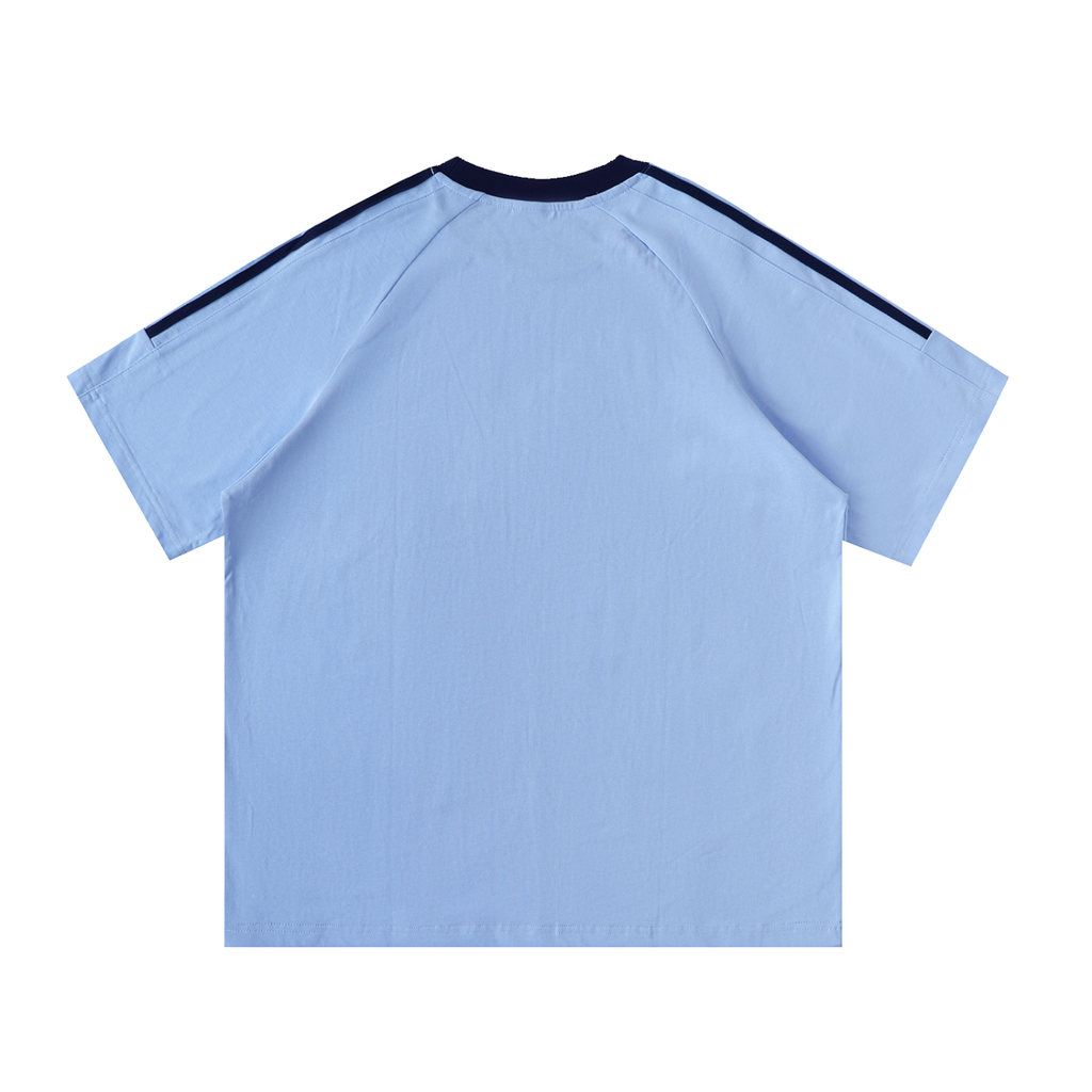 Contrast Tape Crewneck Cotton T-Shirt