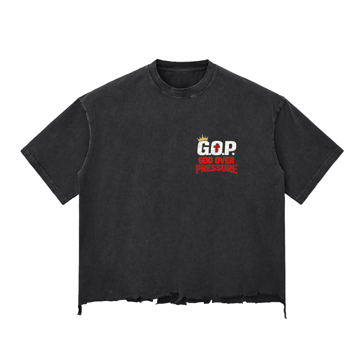 G.O.P. Snow Wash Raw-Hem Boxy T-shirt