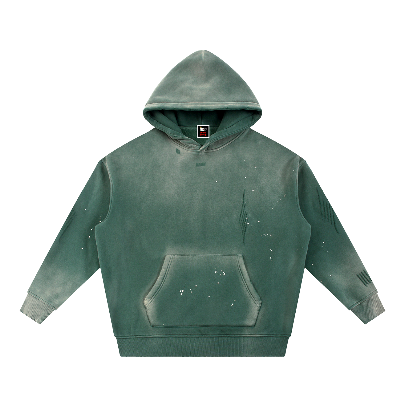 Vintage Washed Frayed Fleece Hoodie