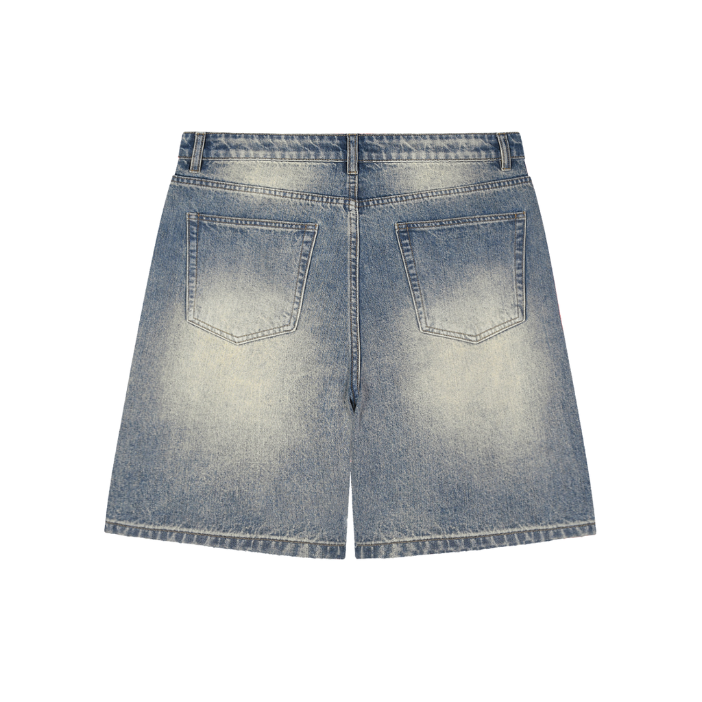 Faded Distressed Baggy Denim Shorts