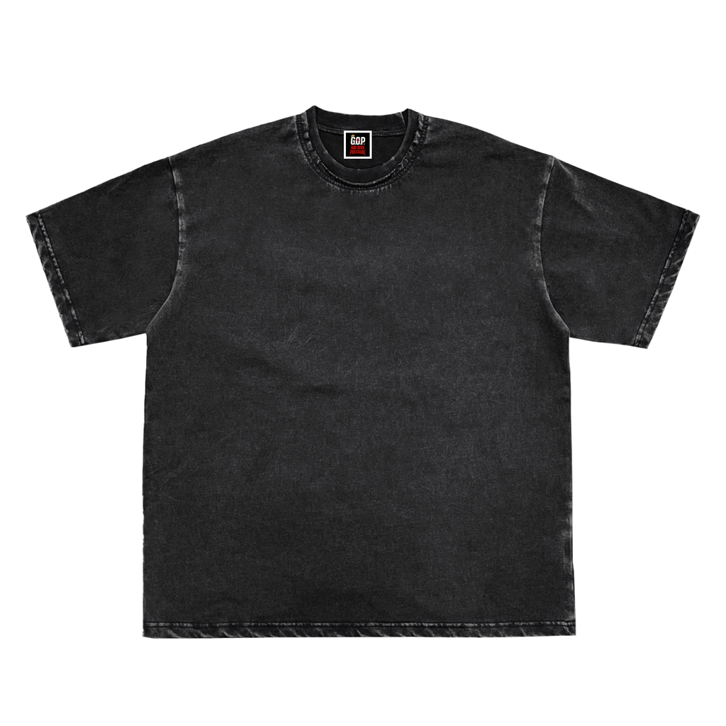 Snow Washed Raw-Edge Neckline T-Shirt