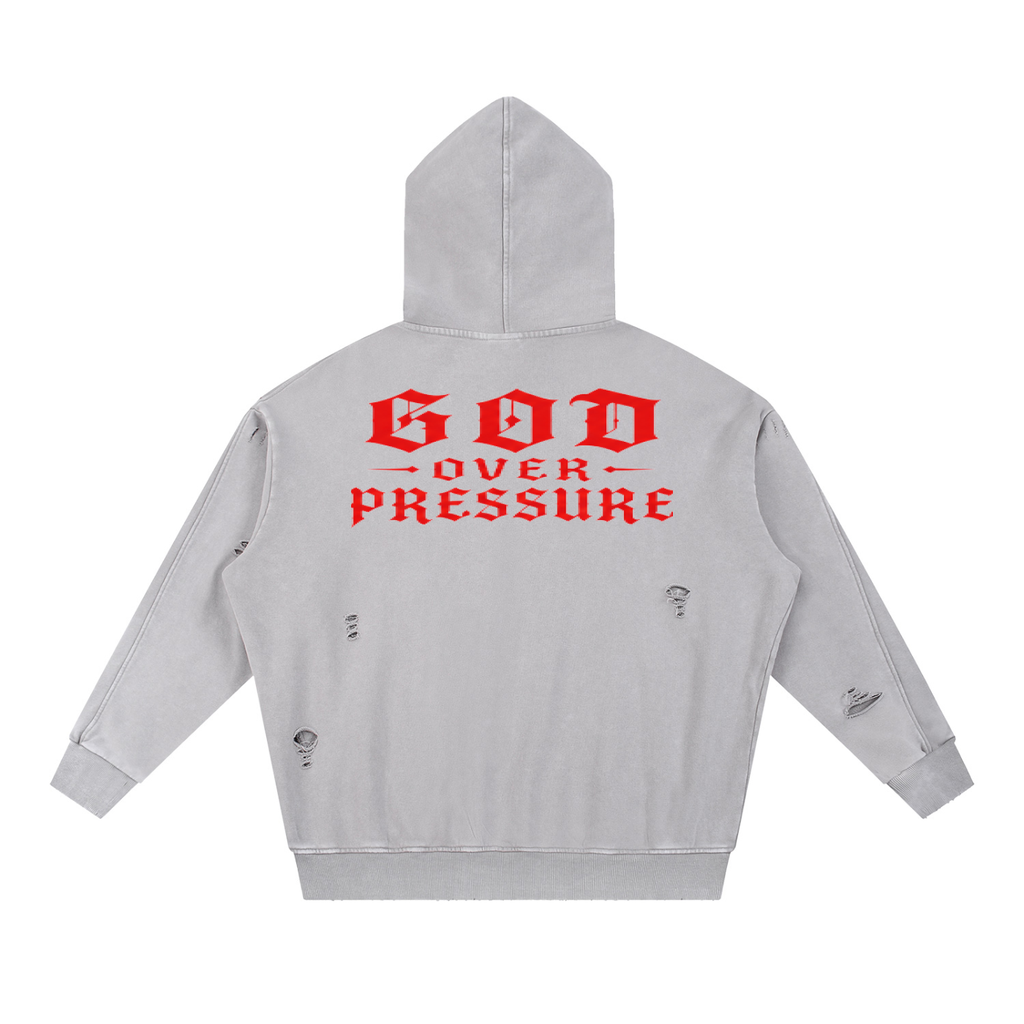 G.O.P. Snow Washed Distressed Panel Pocket Hoodie