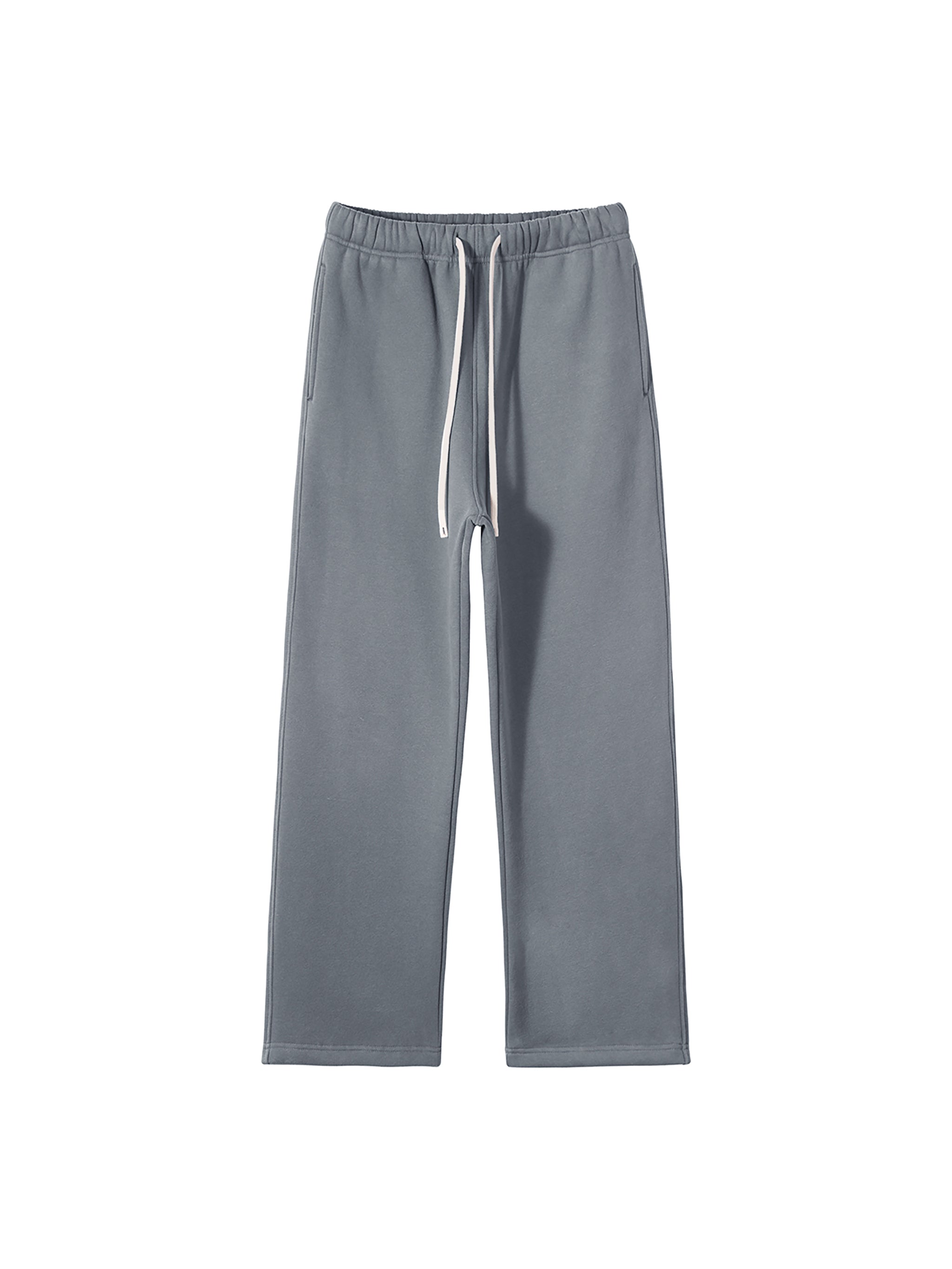 Unisex Solid Color Fleece Straight Leg Pants