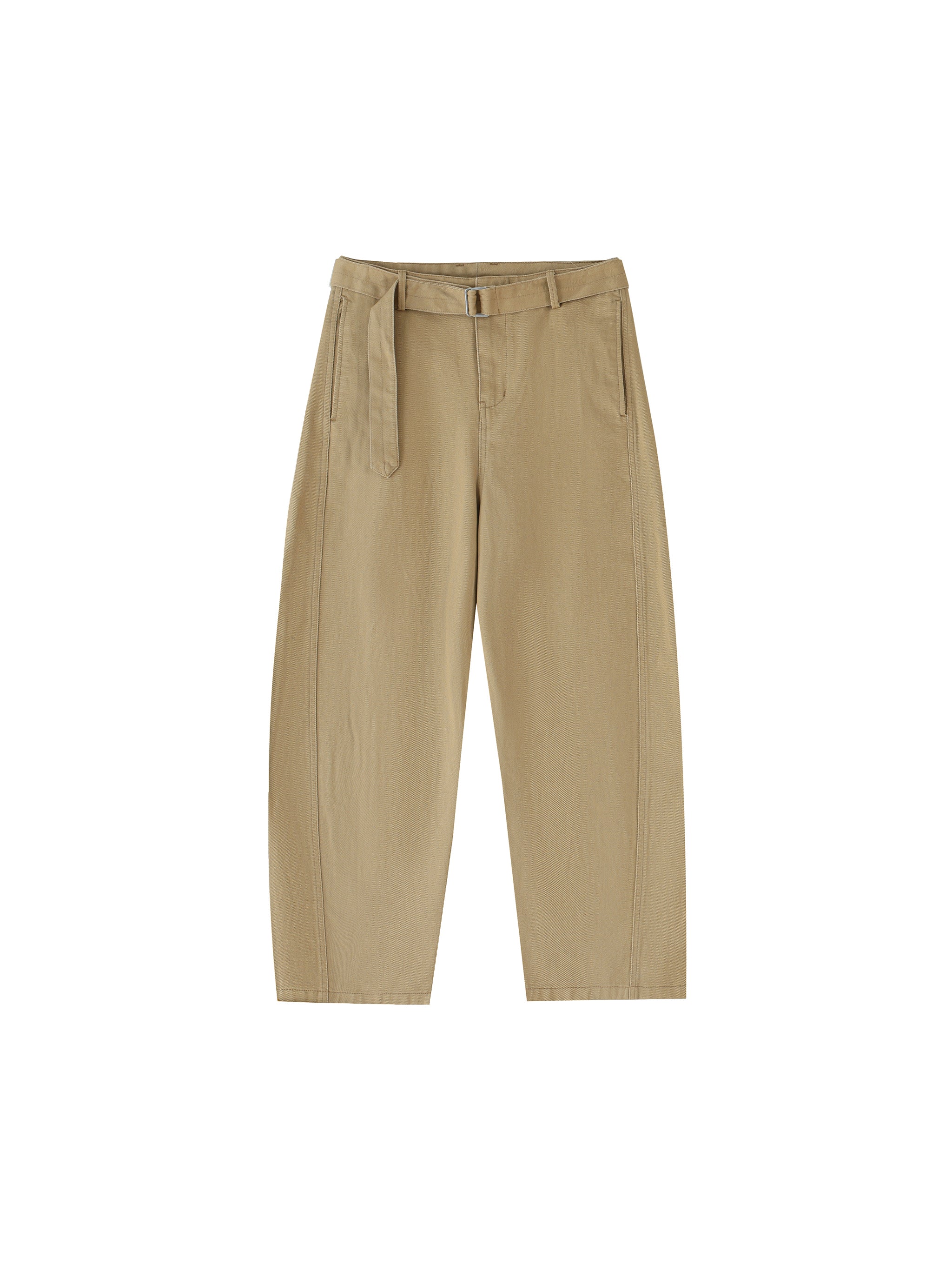 Belted Barrel-leg Chino Pants