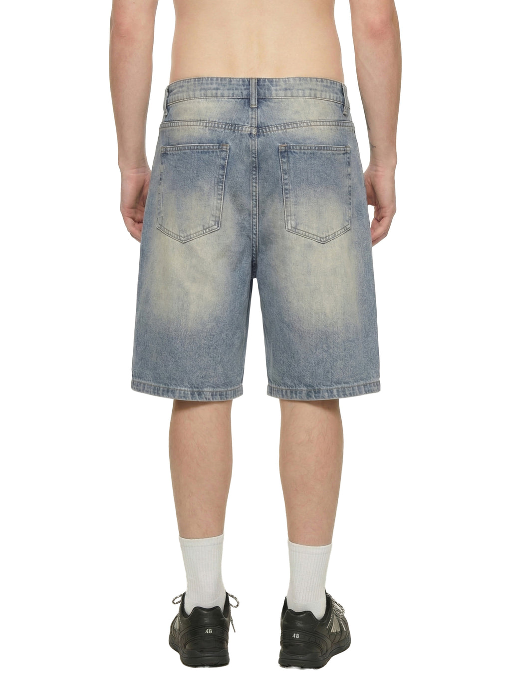 Faded Distressed Baggy Denim Shorts