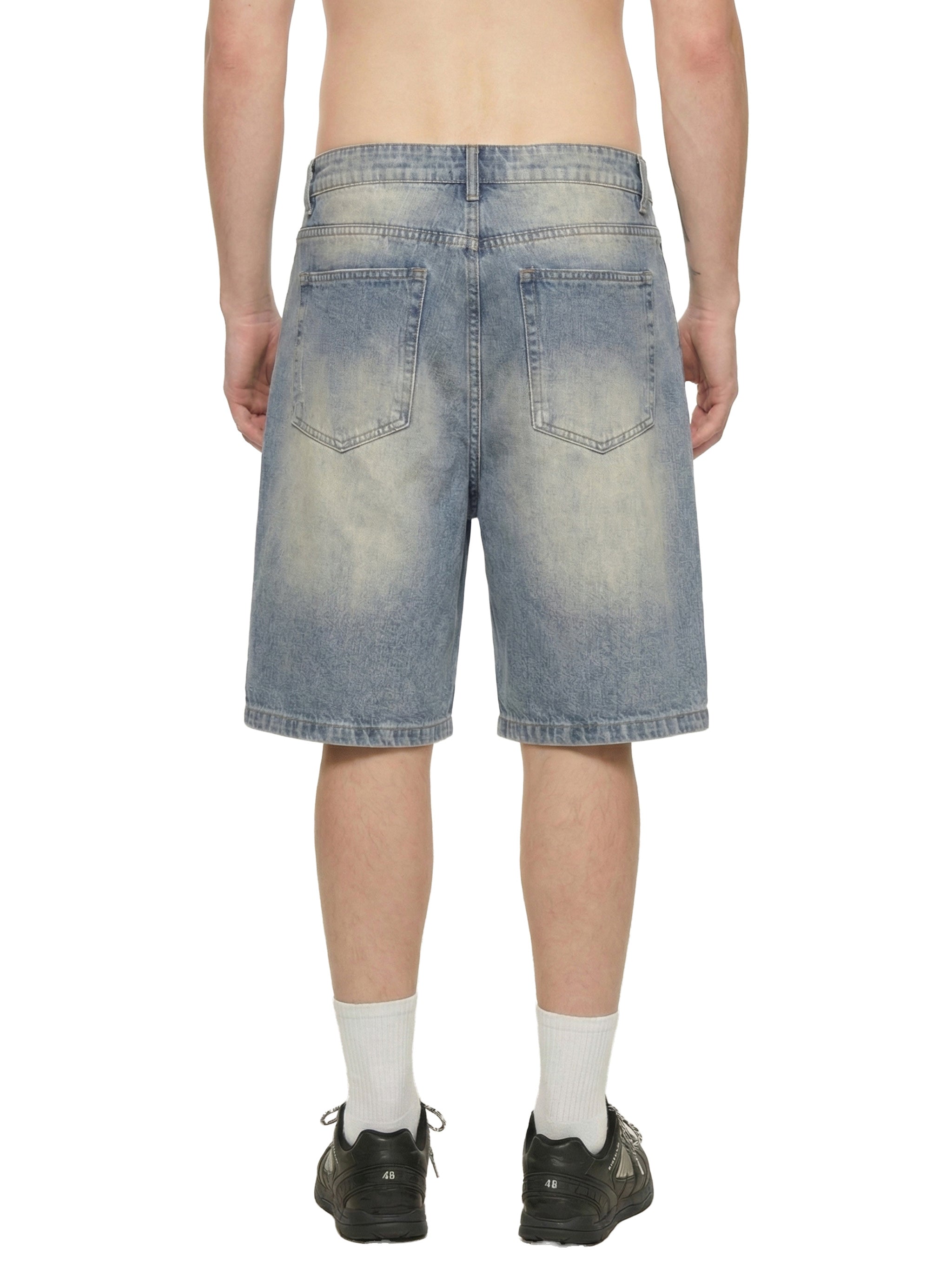 Faded Distressed Baggy Denim Shorts