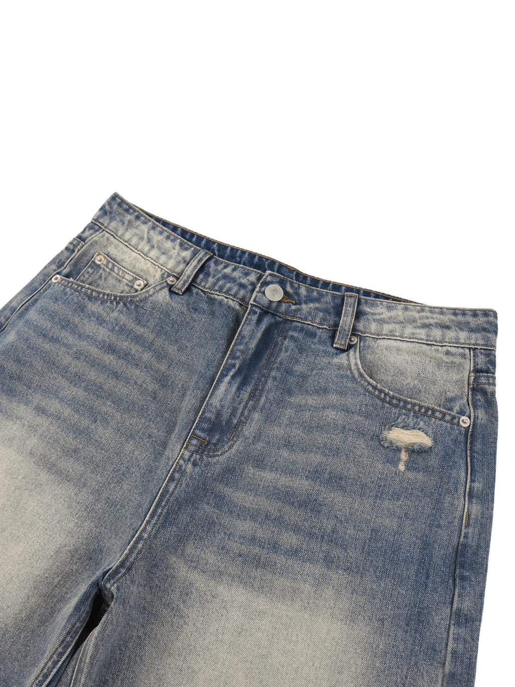 Faded Distressed Baggy Denim Shorts