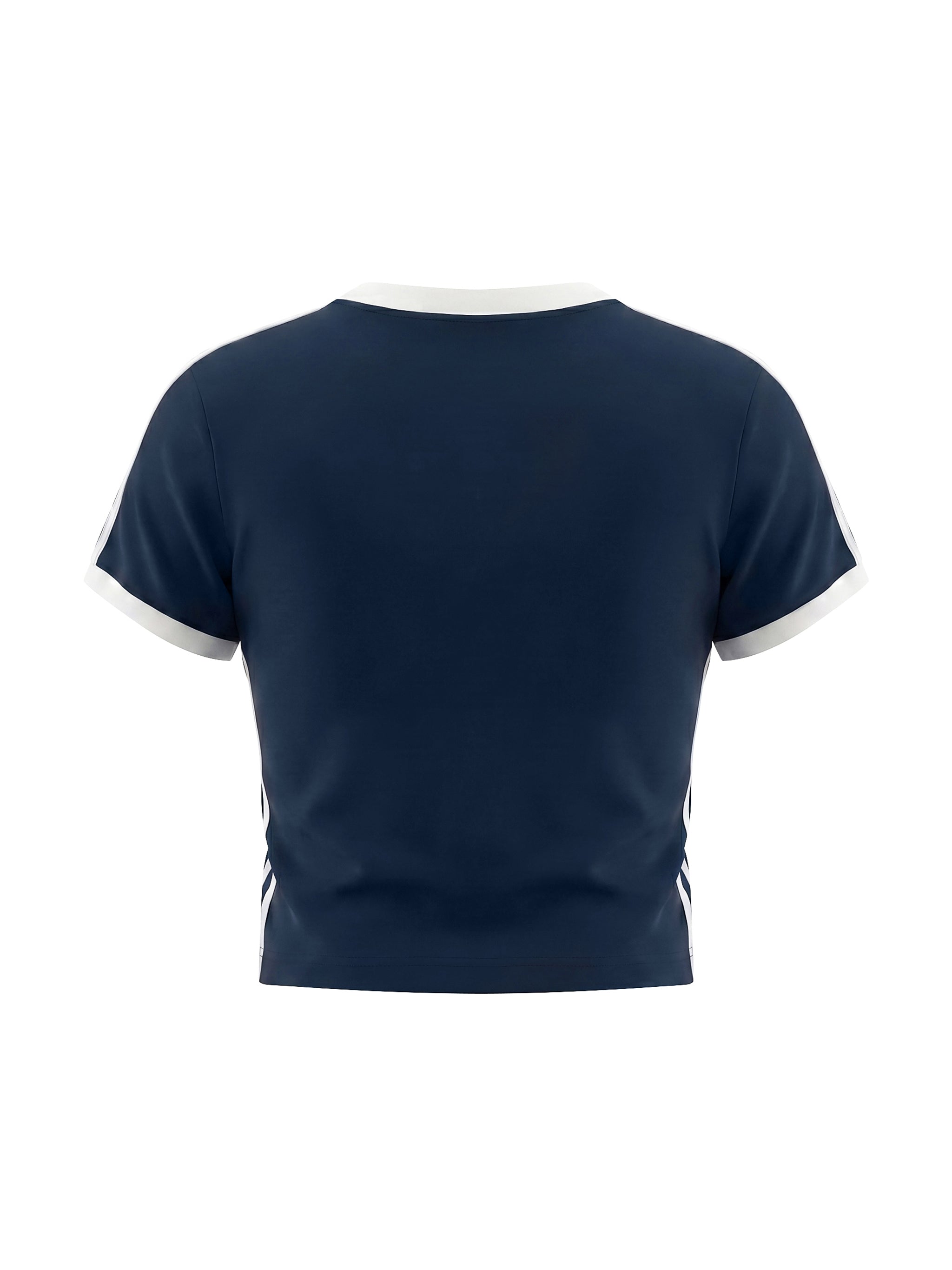Women's Retro Binding V-Neck Crop T-Shirt