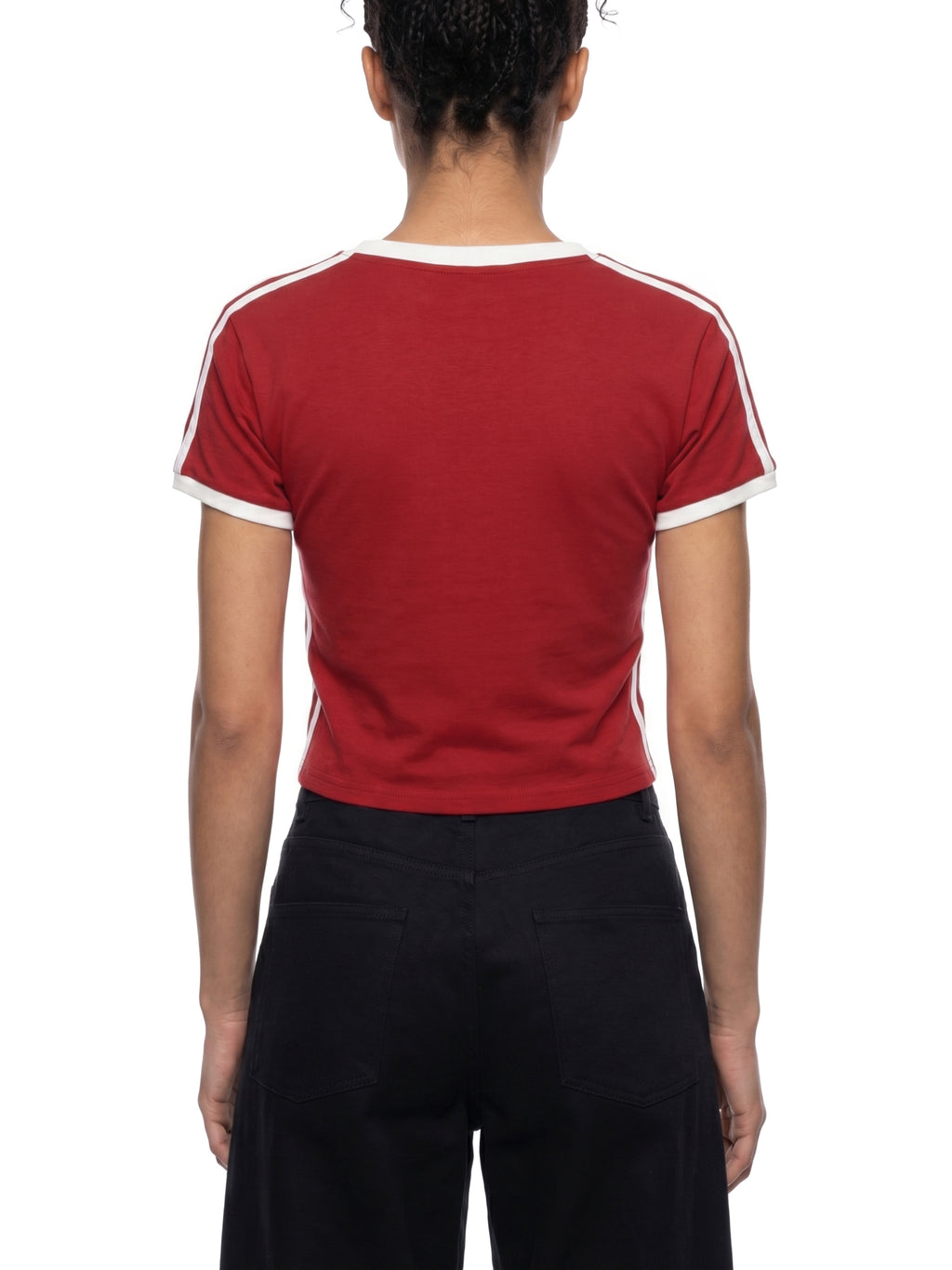Women's Retro Binding V-Neck Crop T-Shirt