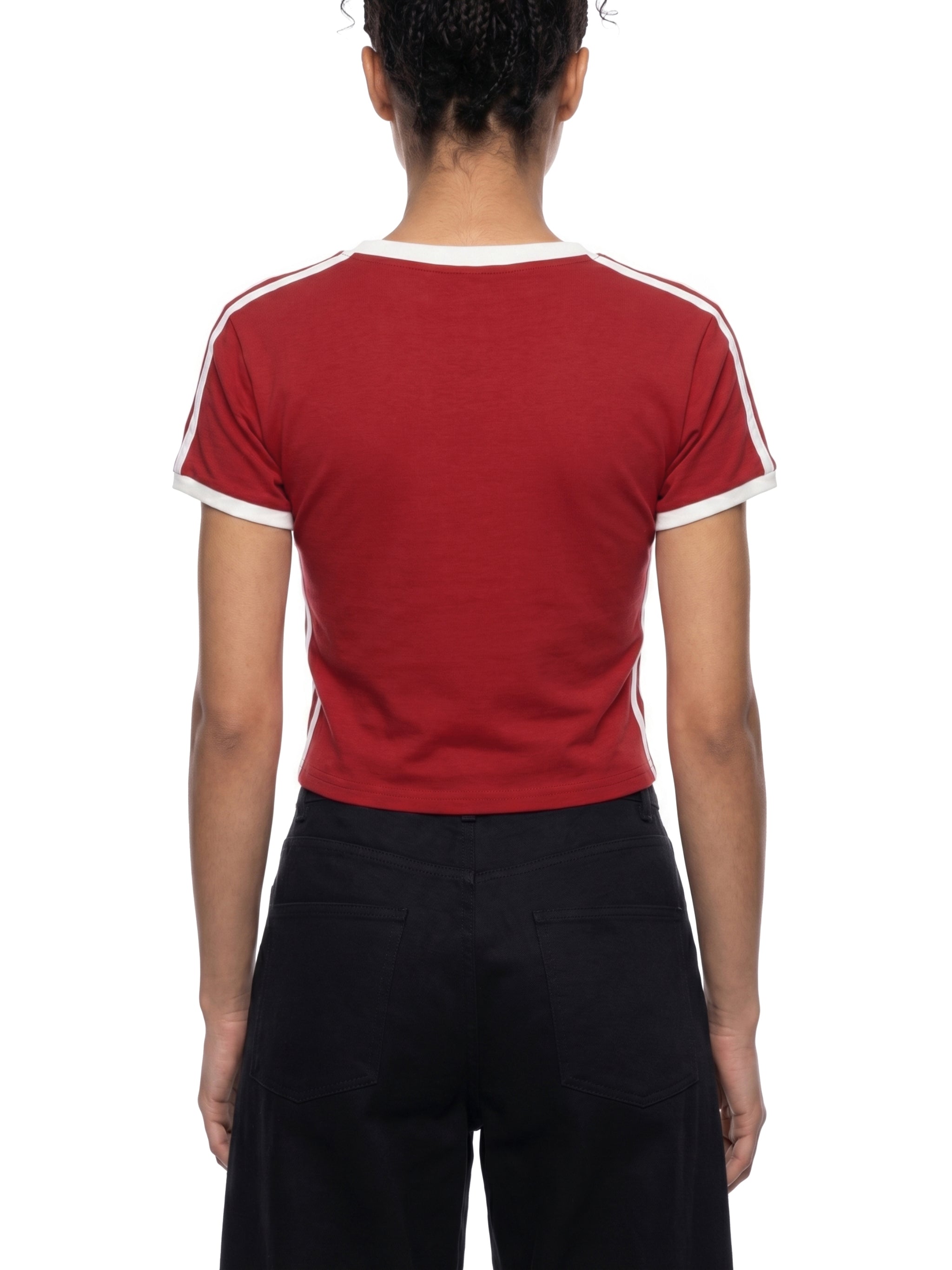 Women's Retro Binding V-Neck Crop T-Shirt